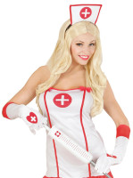Widok: Biało-czerwone rękawiczki pielęgniarskie