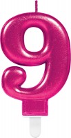 Vela de feliz cumpleaños número 9 en rosa