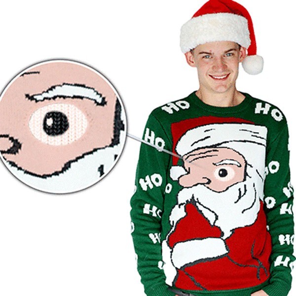Verdachte kerstman sweater unisex