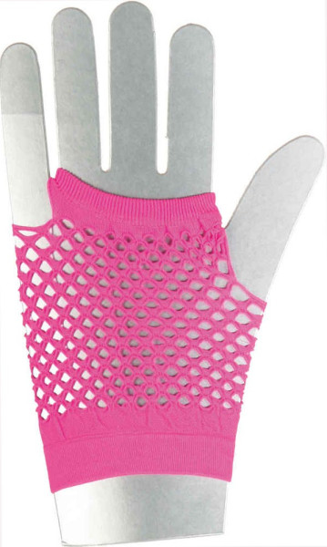 Krótkie rękawiczki z siateczki w kolorze neonowo-różowym