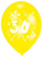 Oversigt: Sæt med 10 farverige nummer 30 balloner
