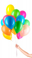 30 färgglada ballonger med band 23cm