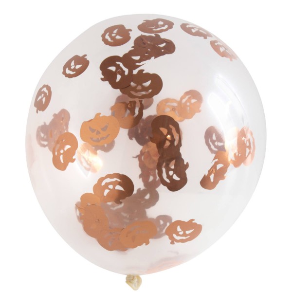 Balloon set of 4 with pumpkin confetti 30cm