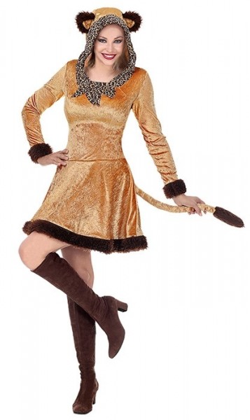 Kostium sukienka z kapturem w panterkę dla kobiet