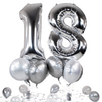 Vorschau: 10 Heliumballons in der Box Silber 18