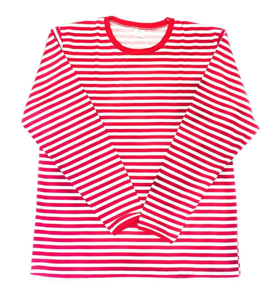 Rød og hvid, salt, langærmet stribet skjorte