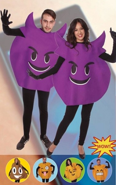 Disfraz unisex de demonio emoji en violeta