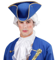 Preview: Blue musketeer tricorn hat