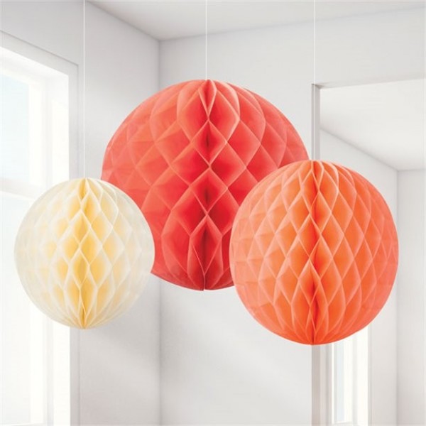3 honeycomb balls Blush Orange