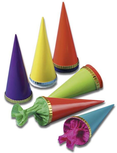 6 cônes décoratifs pour la rentrée scolaire 12cm