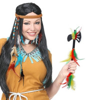Hacha de plumas indias de colores 35cm