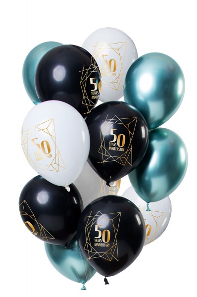 50 fødselsdag 12 latexballoner flerfarvet