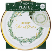 Preview: 8 Merry Christmas paper plates 25cm