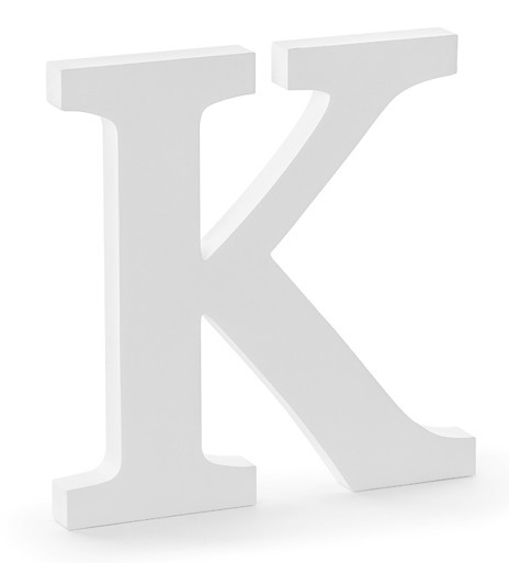 Drewniana litera K biała 19,5 x 20 cm