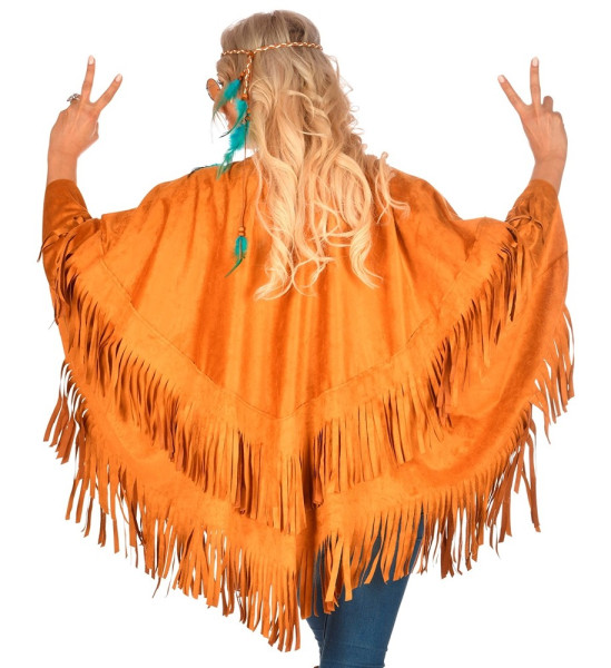 Fringed poncho suede look for women