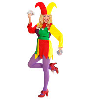 Oversigt: Farverigt Jolly jester kostume