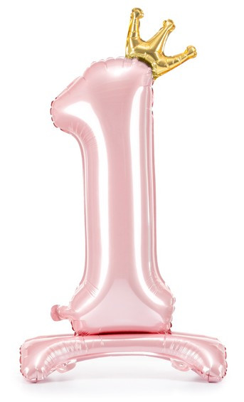 Light pink standing foil balloon number 1