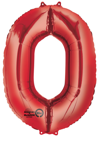Nummerballon 0 rød 88cm