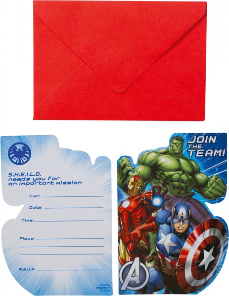 Carte d'invitation de l'équipage de super-héros Avengers