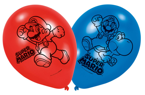 Set of 6 Super Mario balloons 23cm