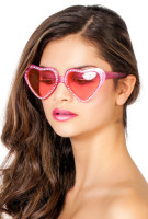 Pink heart glasses with rhinestones