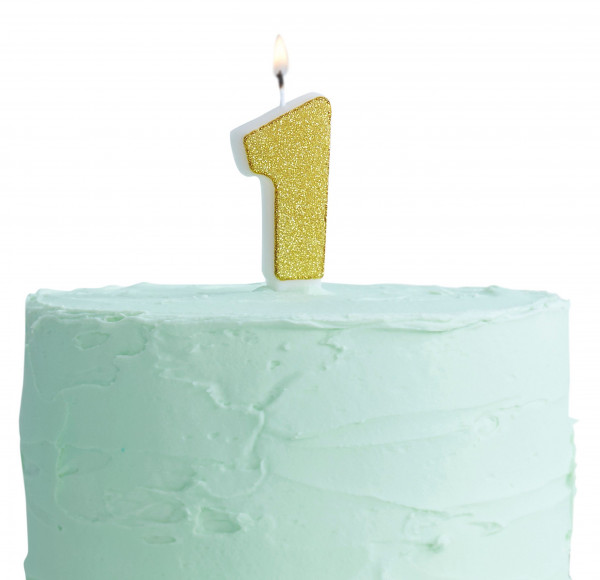 Golden Mix & Match number 1 cake candle 6cm