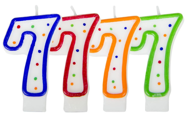 Number candle 7 colored 7cm