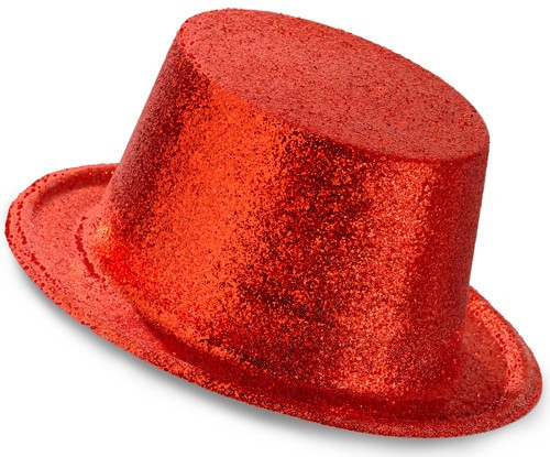Chapeau haut de forme rouge à paillettes