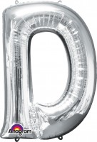 Balon foliowy litera D srebrny 83cm