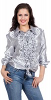 Preview: Silver ruffled shirt for men