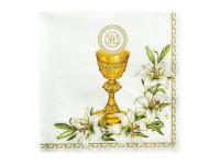 20 serviettes communion fleurs IHS