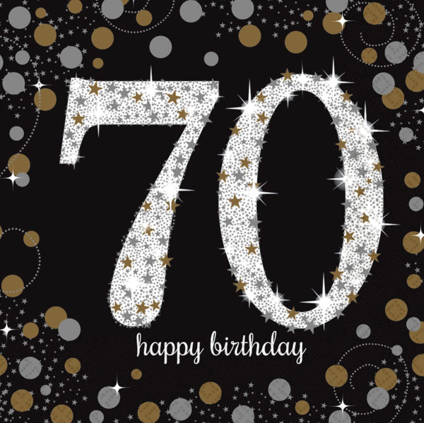 16 gyldne 70-års fødselsdag servietter 33cm