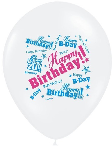 50 globos Happy Birthday Pastel Mix 30cm 2