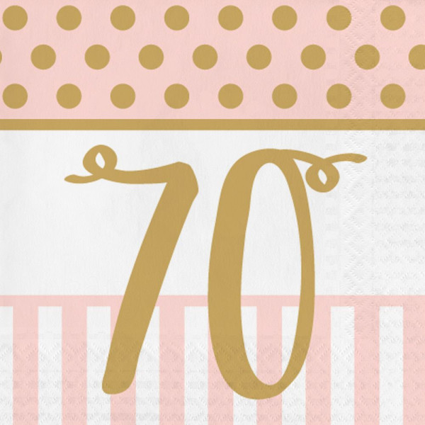 16 jolies serviettes 70e anniversaire 33cm
