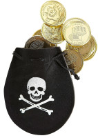 Skull pirate bag with 12 doubloons
