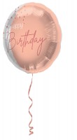 Balon foliowy Happy Birthday 1 Elegancki róż