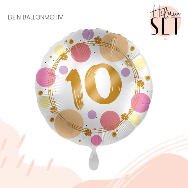 Shiny Dots 10 Ballonbouquet-Set mit Heliumbehälter