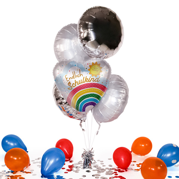 Heliumballon in der Box Endlich Schulkind Regenbogen