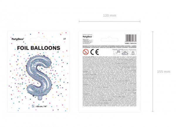 Holografische S folieballon 35cm 2