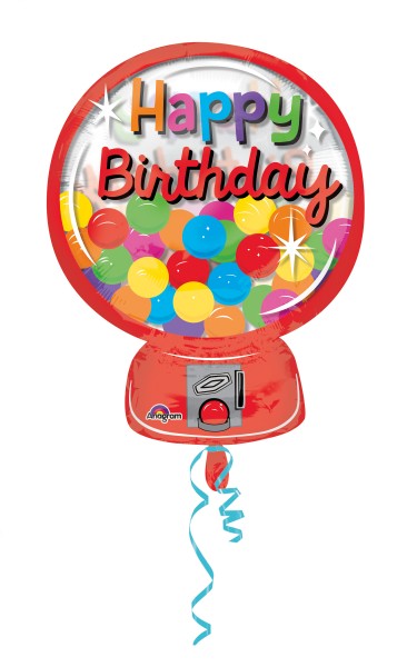 Folienballon Happy Birthday Kaugummi-Automat
