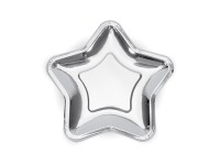 Förhandsgranskning: 6 st silver rush star papperstallrikar 18cm