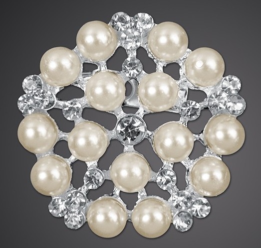 2 Dekorative Perlen-Broschen 25mm