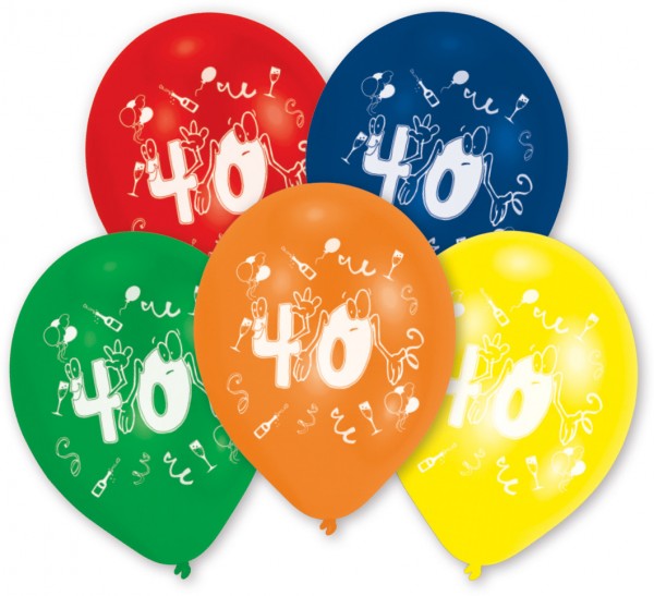 10er Set bunte Zahl 40 Luftballons