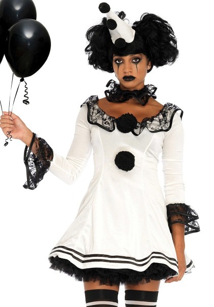 Droevig Pierrot-kostuum voor een vrouw Deluxe 3