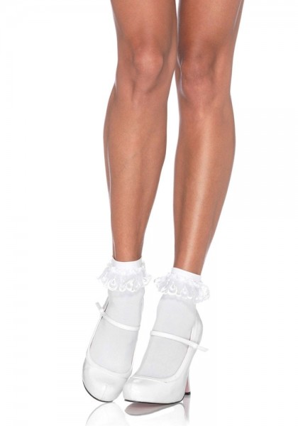 Socks with lace ruffles white