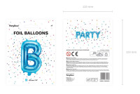 Oversigt: Folieballon B azurblå 35 cm
