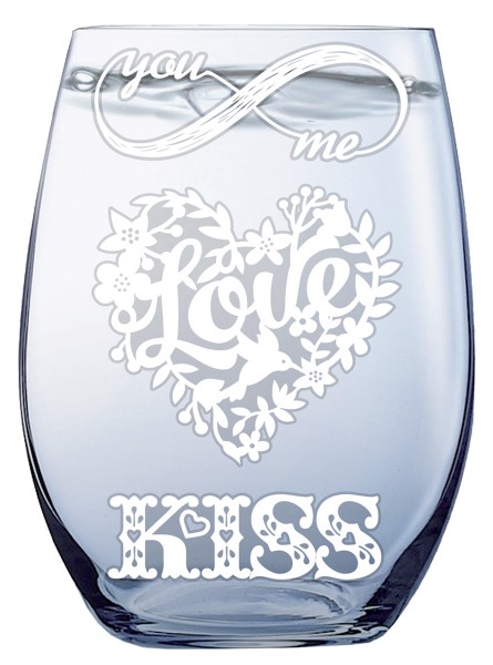 Glas klistermærke Love & Kiss 8 x 12cm