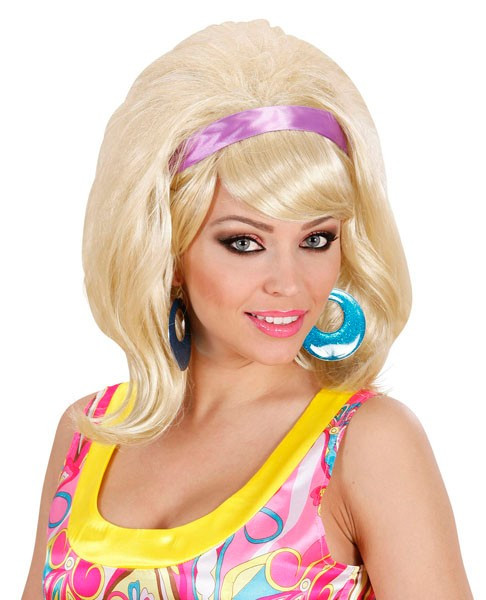 Blonde Twiggy 60s headband wig