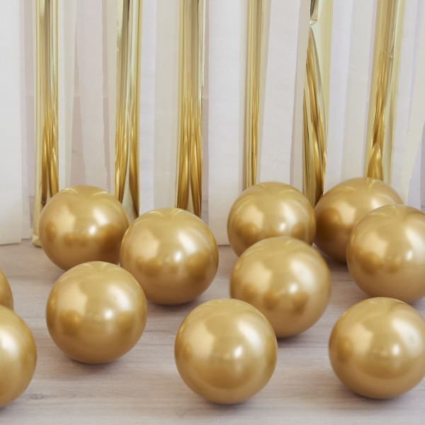 40 Eco Latex Balloons Gold Chrome