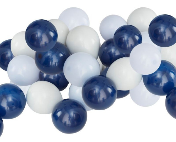 40 Ballons Eco Latex Marine, Gris, Bleu